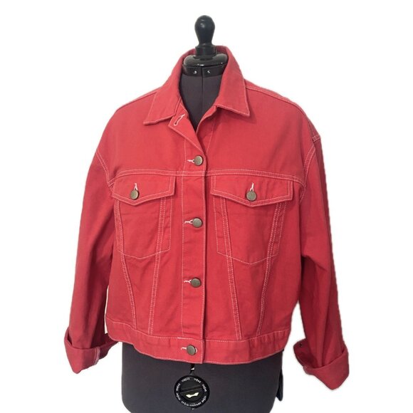 ASOS Vibrant Red Denim Jacket - Picture 1 of 6